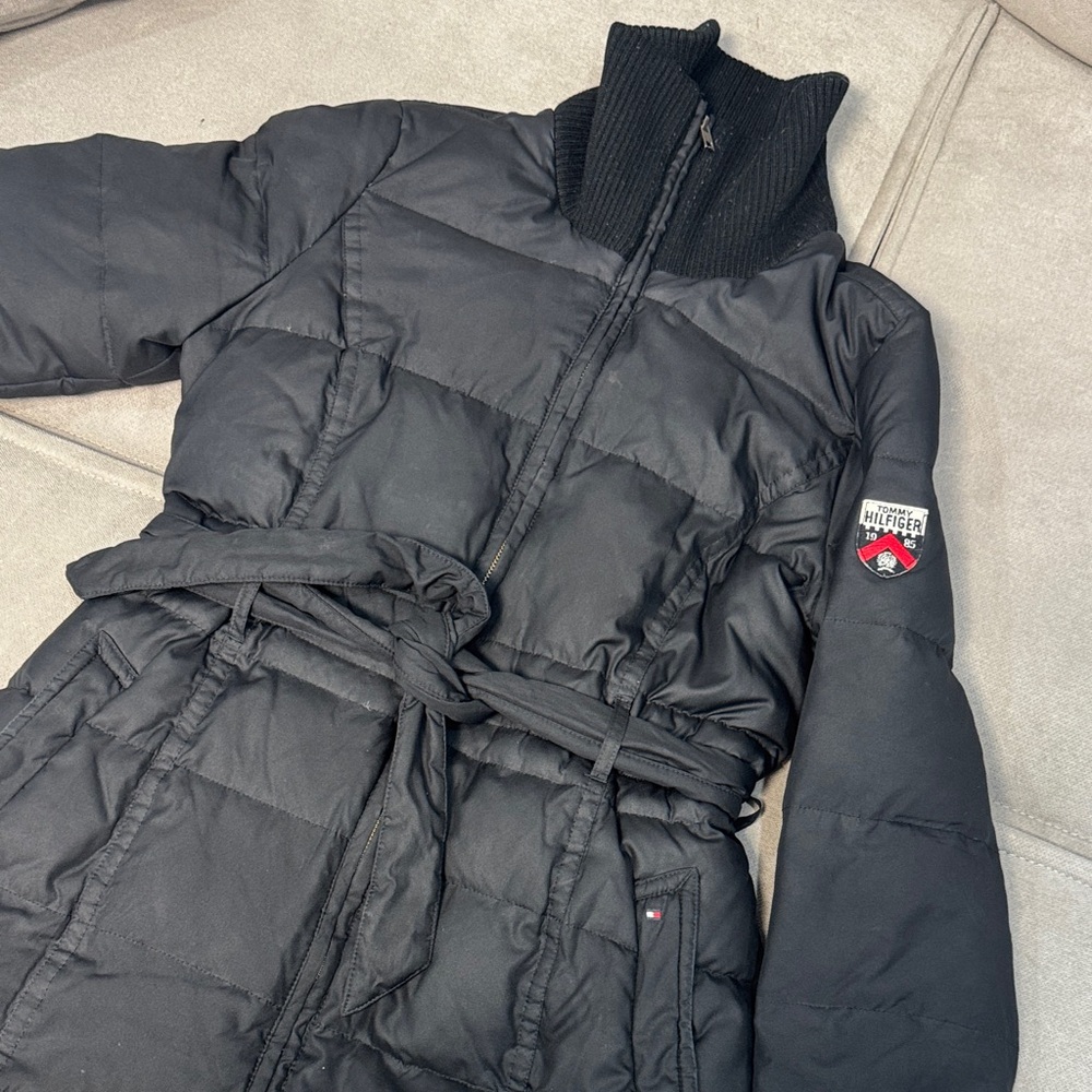 Tommy Hilfiger Women's Black Belted Puffer Coat